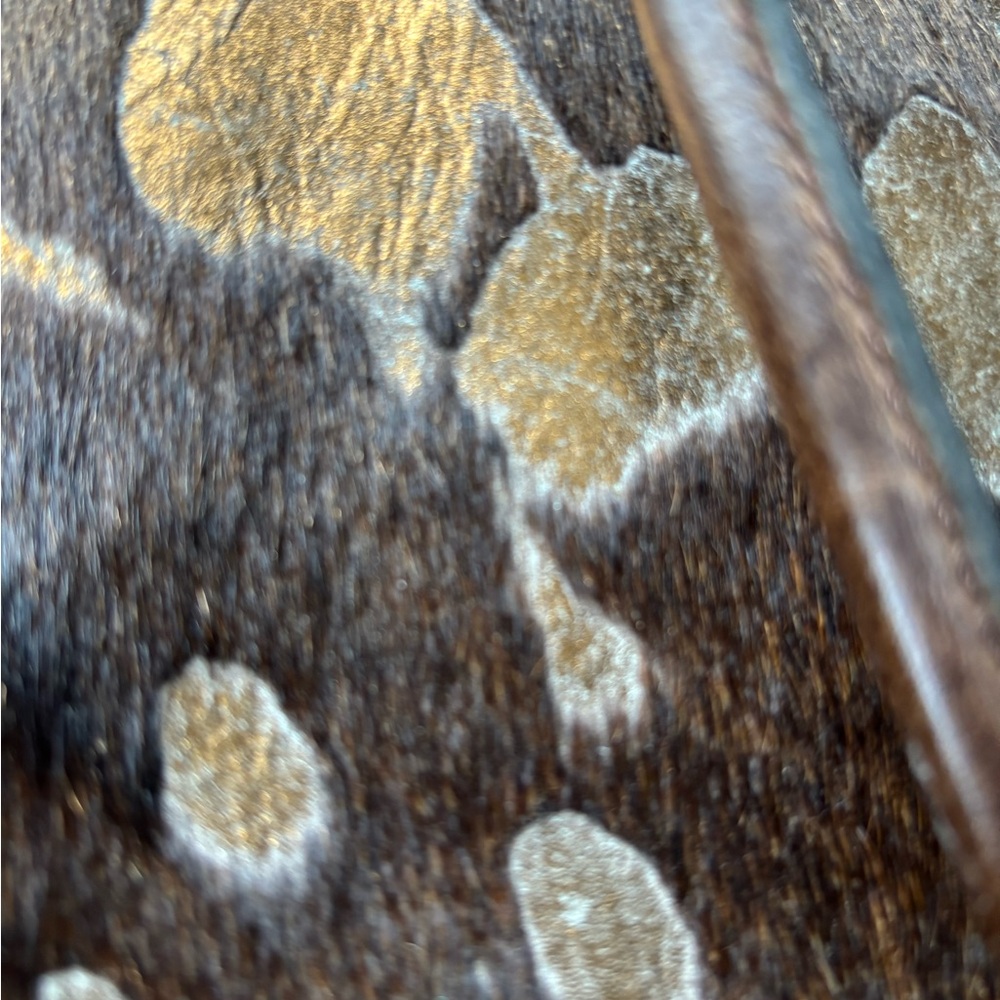 Vintage Maurizio Tauti Leather Tote Bag with Brown and Cream Haircalf Pattern - Picture 9 of 10